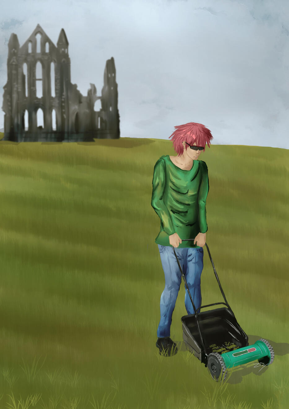 Push Lawnmower main piece for Pannett Art Gallery's One Small Step exhibition